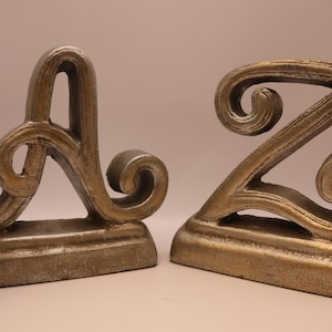 Heavy Metal A to Z Bookends – Vintage Style Galvanized Metal Alphabet Book Ends