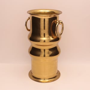Vintage Brass Planter – Hourglass Silhouette with Ring Handles