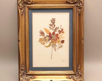 Framed Floral Botanical Print, Vintage-style Flower Wall Art in Gold ...