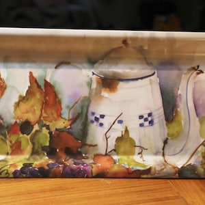 Delta Group Melamine Tray – Vintage Italian Watercolor Teapot & Grapes Motif