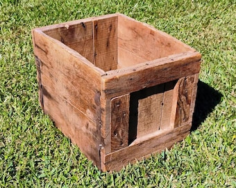 Antique Primitive Wood Crate – Handcrafted Farmhouse Storage Box