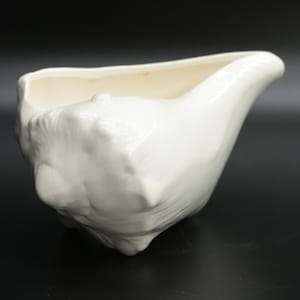 Ceramic Conch Shell Planter: Mid Century Modern White Seashell Vase Nautical Decor