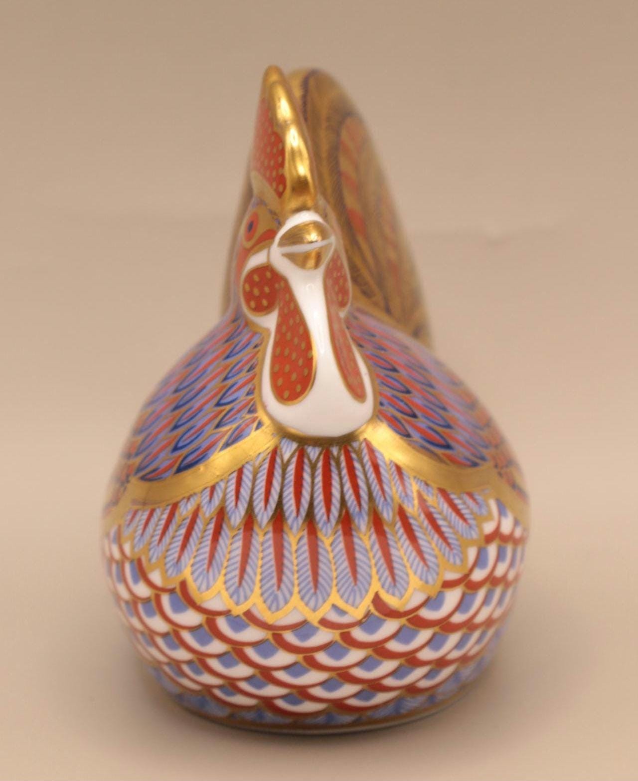 Royal Crown Derby Rooster Paperweight | 1992 Gold-gilded Bone