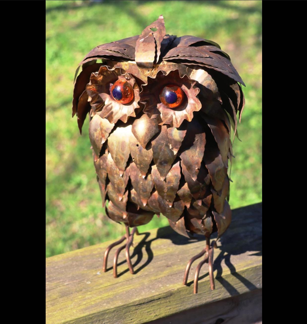 Vintage 60s Brutalist Metal Owl Sculpture – MCM Curtis Jere Style – Large 14”