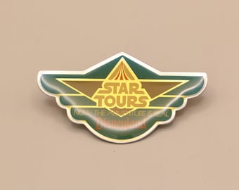 Vintage Star Tours Disneyland pin | 1986 Disney Lucasfilm pinback | Now the Adventure Is Real | Star Wars attraction