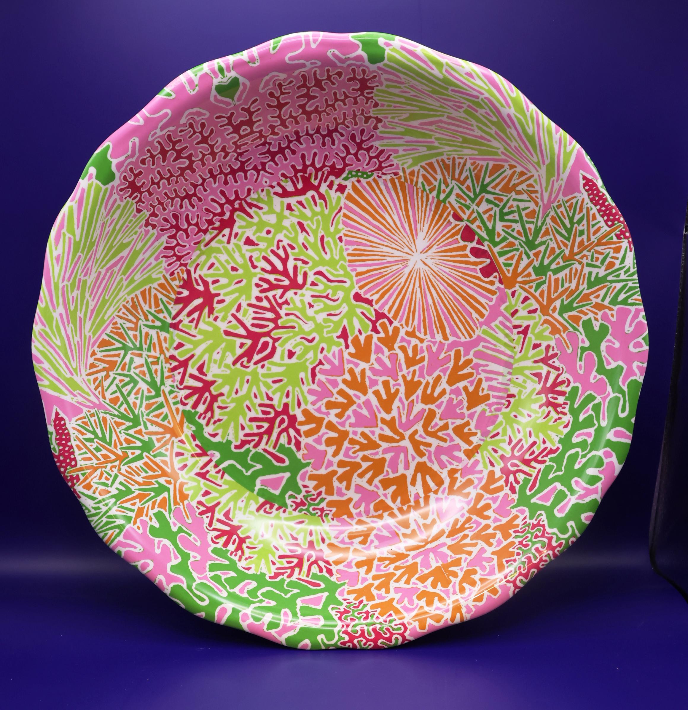 Isaac Mizrahi Melamine Coral Reef Salad Bowl | Tropical Pink Party