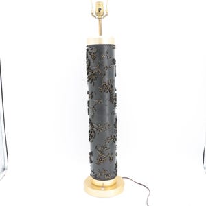 Antique German Ebonized Wallpaper Roller Lamp: Embossed Floral MCM Decor