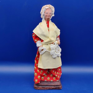 Vintage Provençal Santon Figurine | French Folk Art  La Fileuse