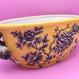 Chinese Yellow Glaze Planter – Vintage Hua Rong Tang Zhi  Black Peony