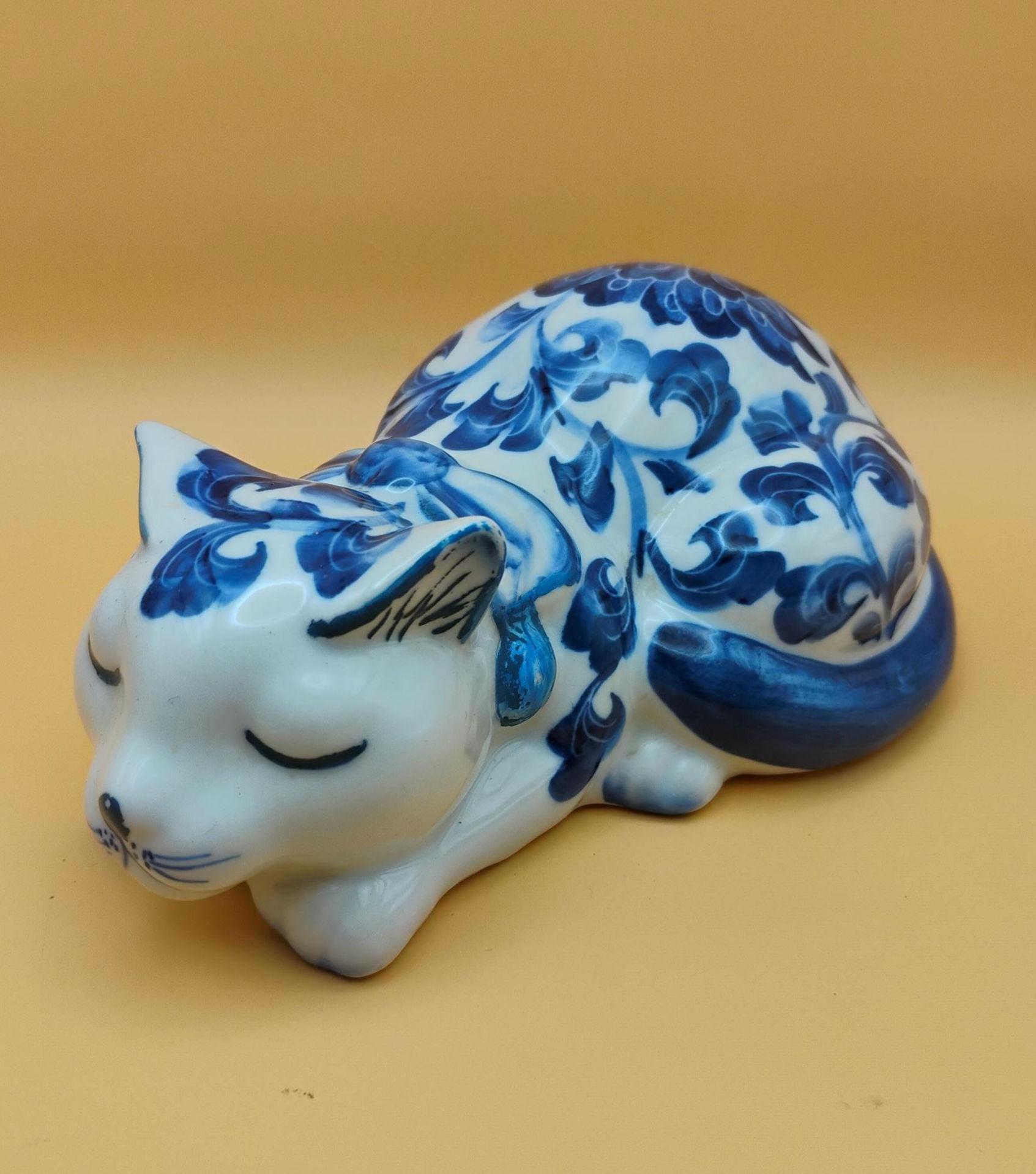 Blue and White Cat Andrea by Sadek Porcelain, Collectible Cat - Etsy