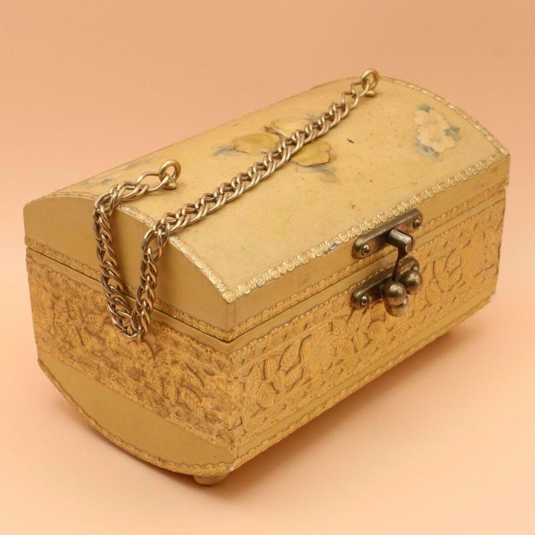Antique Jewelry Box With Chain Early 20th Century Vanity Case Etsy — free download