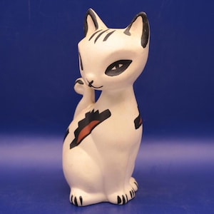 Ceramic Navajo Cat Figurine  Vintage Mid-Century Modern Style, Hand Painted