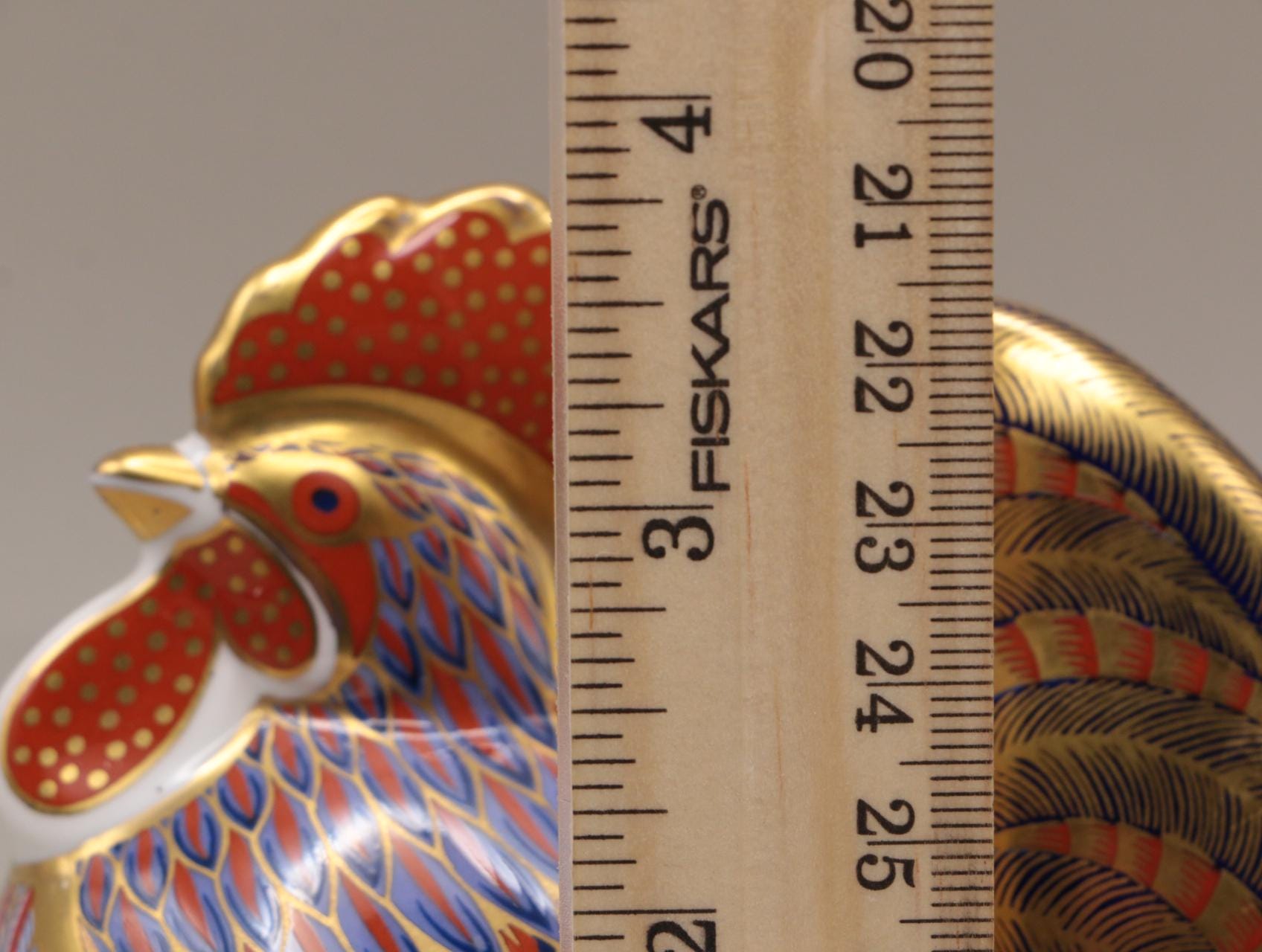 Royal Crown Derby Rooster Paperweight | 1992 Gold-gilded Bone