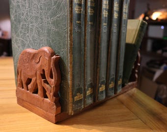 Vintage Hand-Carved Elephant Bookends – Lifting Your Literary Load  One Trunk at a Time