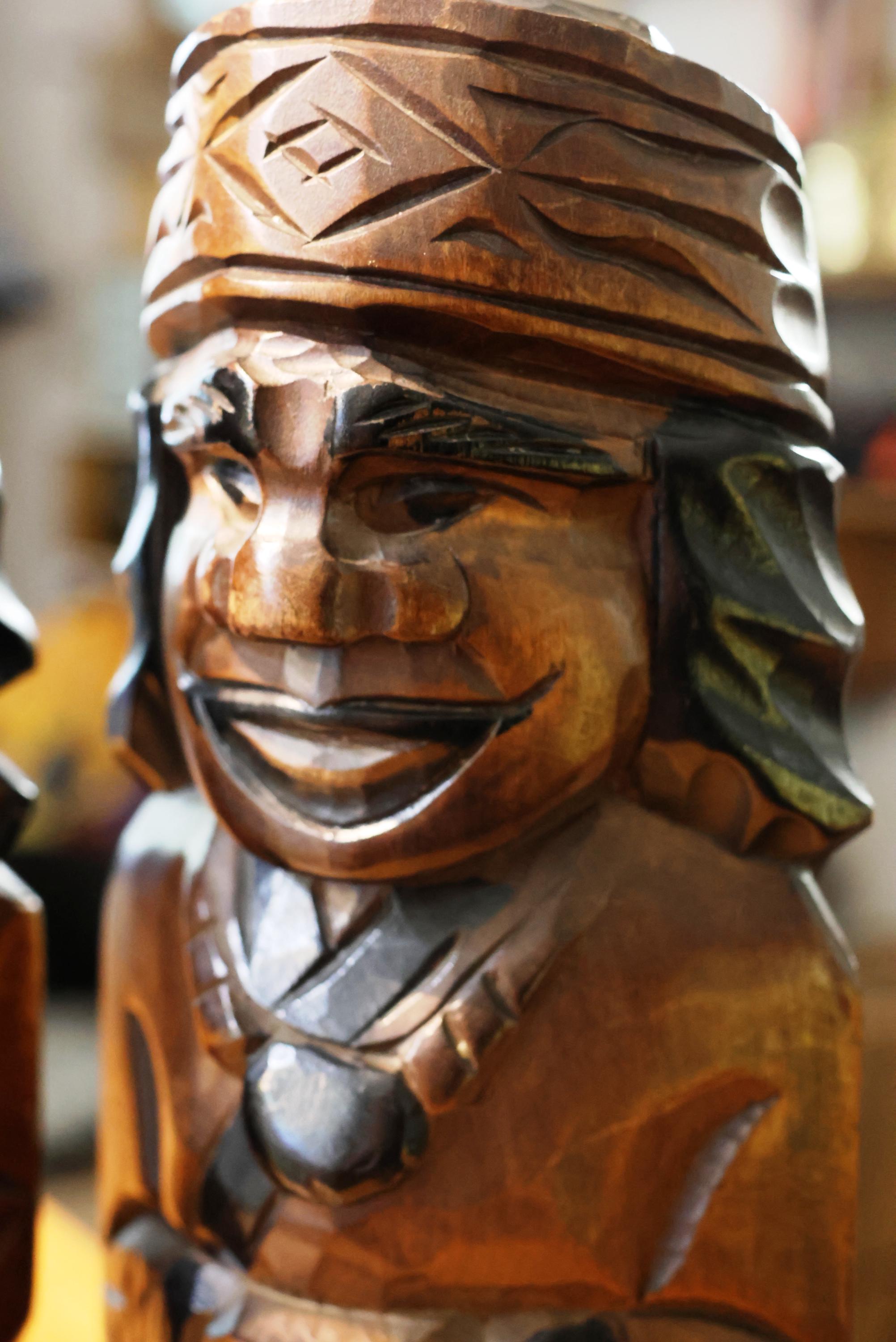 Vintage Ainu Wooden Statues – 12” Hand-carved Japanese