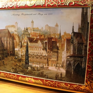 Extra Large Vintage German Cookie Tin – Lebkuchen Schmidt 2005 – Decorative Storage Box – Bavarian Architecture Design
