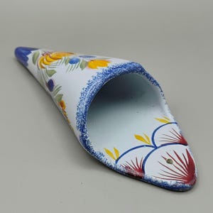 Henriot Quimper Ceramic Wall Pocket | Vintage French Faience Pottery | Hand-Painted Floral Wall Vase