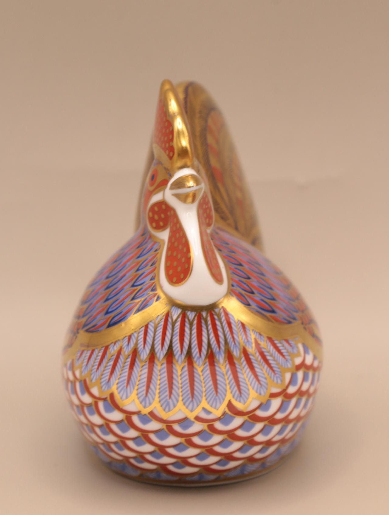  crown derby 陶器　鳥 Royal Crown Derby Rooster Paperweight | 1992 Gold-gilded Bone