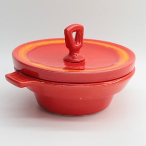 California Originals Red Lava Glaze Casserole Dish: Mid Century Modern Serving Pot