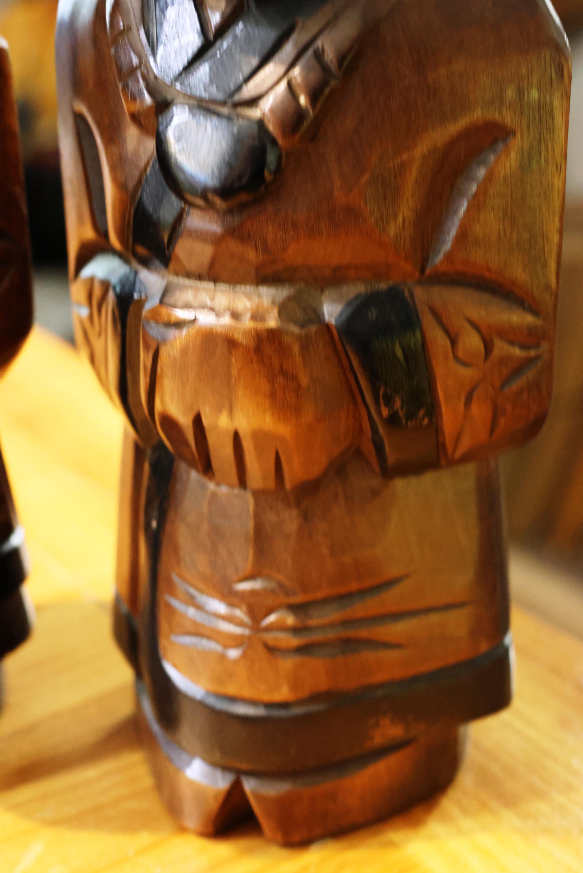 Vintage Ainu Wooden Statues – 12” Hand-carved Japanese