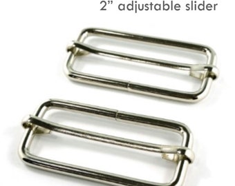 2&quot; Adjustable Sliders - Quilting Hardware for Bags - Emmaline Bags - Pack of 2 - Nickel