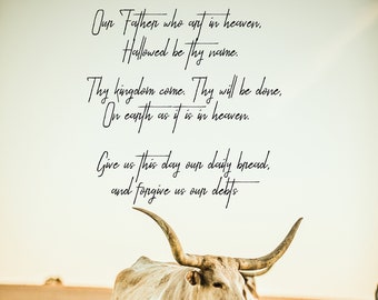 Lords Prayer // Nursery Prayer // Western Nursery // Cowboy Nursery // Longhorn // Digital File // .JPG DOWNLOAD ONLY