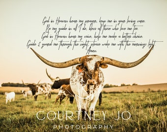 God in Heaven Nursery Prayer // Cowboy Nursery // Western Nursery // Longhorn Nursery // Digital File // .JPG DOWNLOAD ONLY