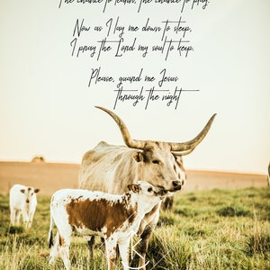 Now I lay me down to sleep nursery prayer // Cowboy Nursery // Western Nursery // Longhorn Nursery // Digital File // .JPG DOWNLOAD ONLY