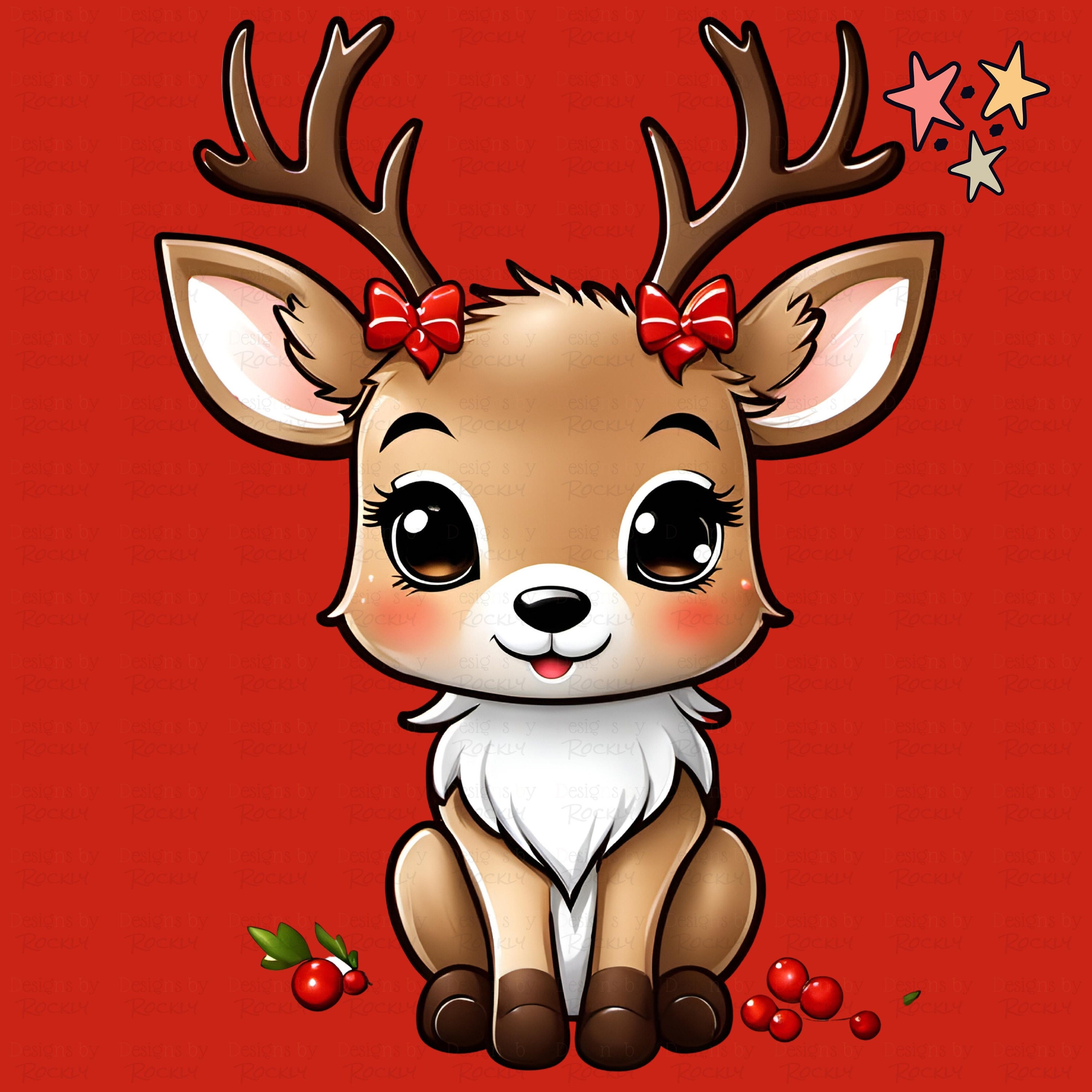 Reindeer Clipart, 12x12, Kids Christmas Png Cute Chibi Reindeer Clipart ...
