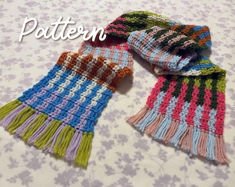 Squiggle & Stripe Scarf Crochet PATTERN, Advanced Beginner, Simple, Easy to Follow, Easy to Understand, Winter Fashion, Colourful