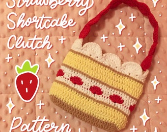 Crochet PATTERN Strawberry Shortcake Clutch, Easy - Intermediate, Simple, Easy to Follow, Easy to Understand, Cute Fashion, y2k, Fruit Cake