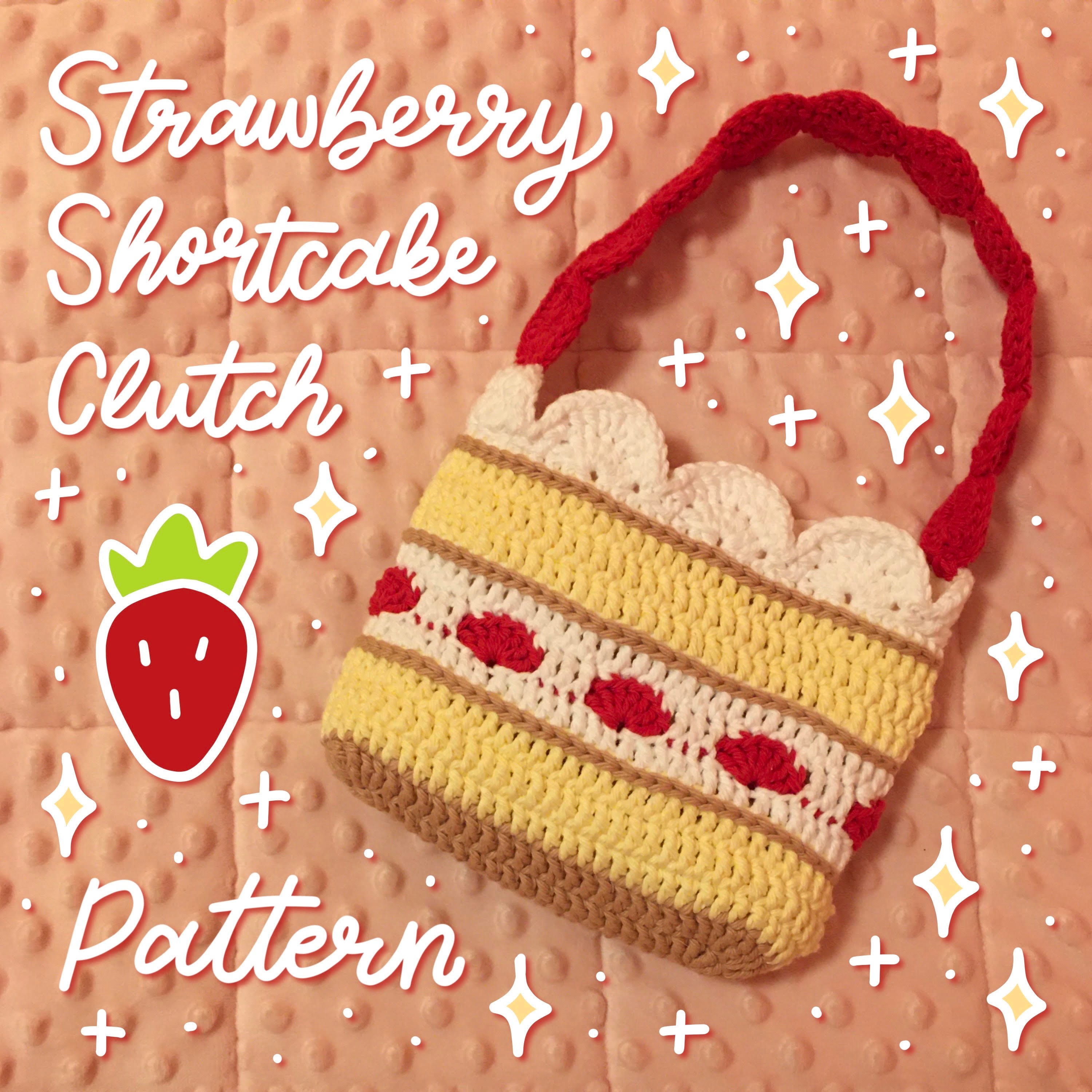 Crochet PATTERN Strawberry Shortcake Clutch, Easy - Intermediate