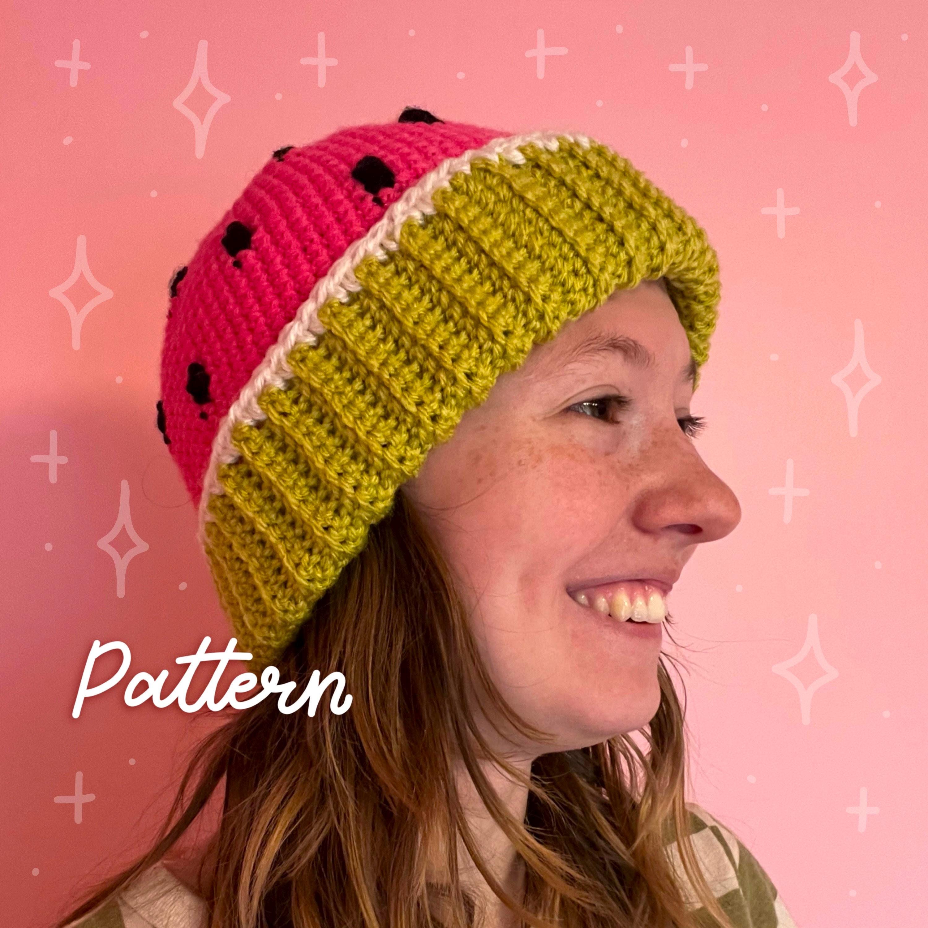 Watermelon Beanie Crochet PATTERN, Fun Summer Fashion, Toque