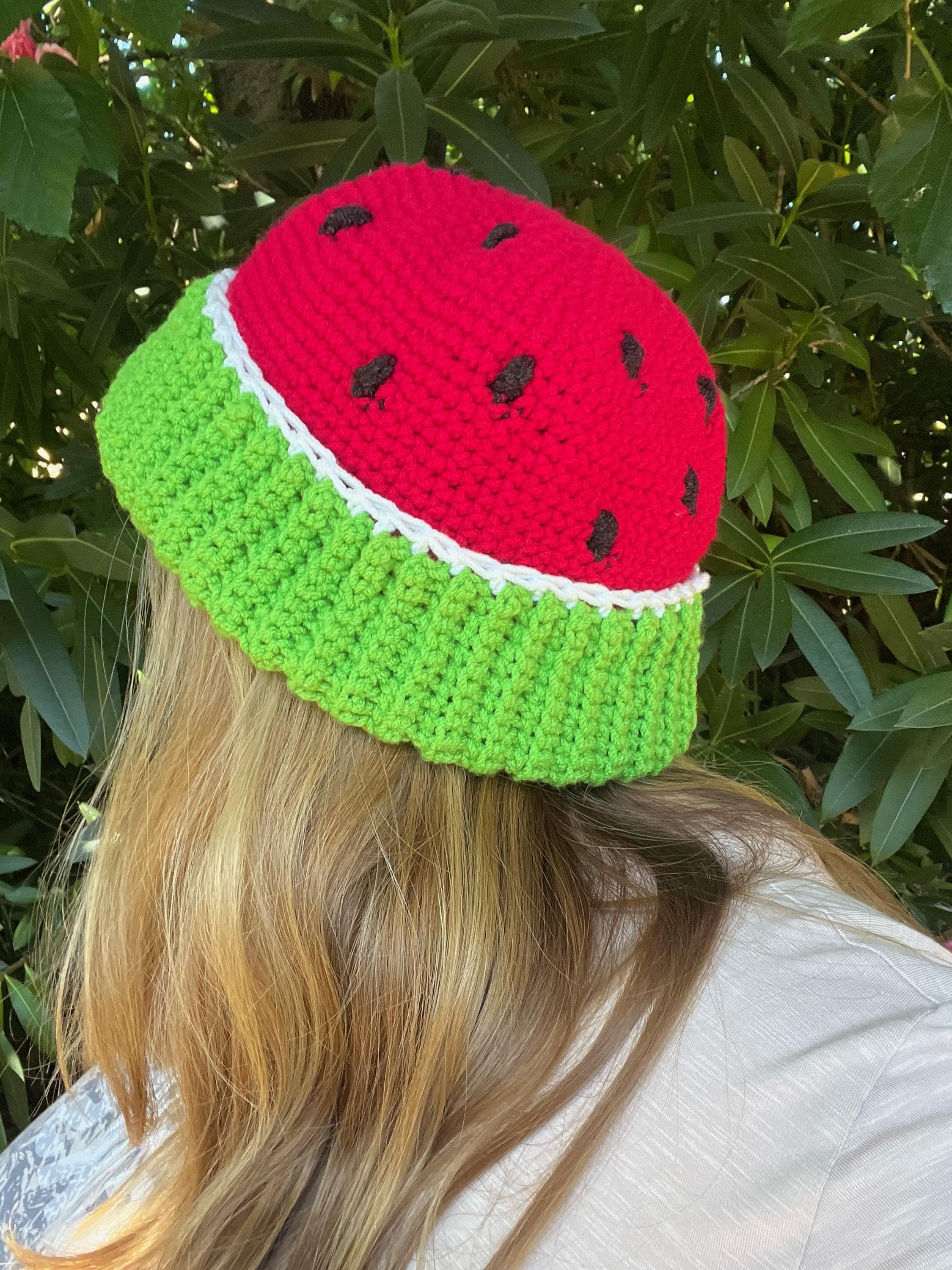 Watermelon Beanie Crochet PATTERN, Fun Summer Fashion, Toque