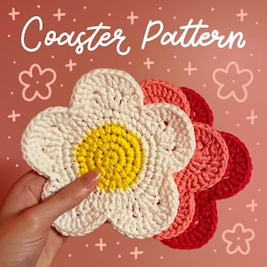 Crochet PATTERN Flower Coaster, Easy, Beginner level, Simple, Easy to Follow, Easy to Understand, Cute DIY Room Decor, Daisy Aesthetic