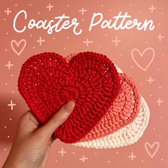 Crochet PATTERN Heart Coaster, Easy, Beginner, Simple, Easy to