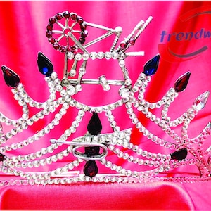 Heroines of Jericho Crown In Silver Tone Decorated with Rhinestone Adjustable Fitting, Masonic HOJ  Silver Crown