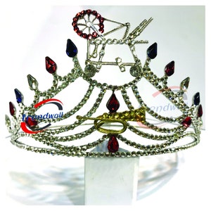 Masonic HOJ Silver Tone Heroines OF Jericho Rhinestone 12 Points Matron Crown