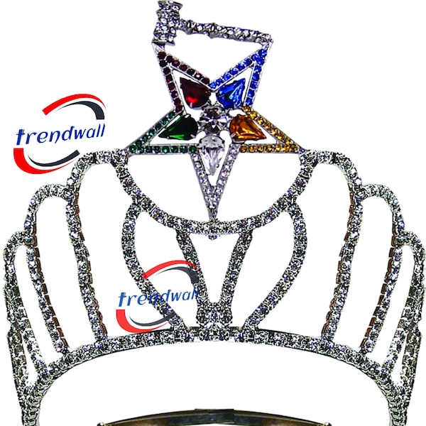 Freemason Order Of Eastern Star Crown, Masonic OES Crown in Silver tone with Rhinestone Beautiful style