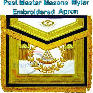 Past Master Masons Regalia Mylar Embroidered Masonic Apron - masonic Freemason Embroidered apron - Purple.5