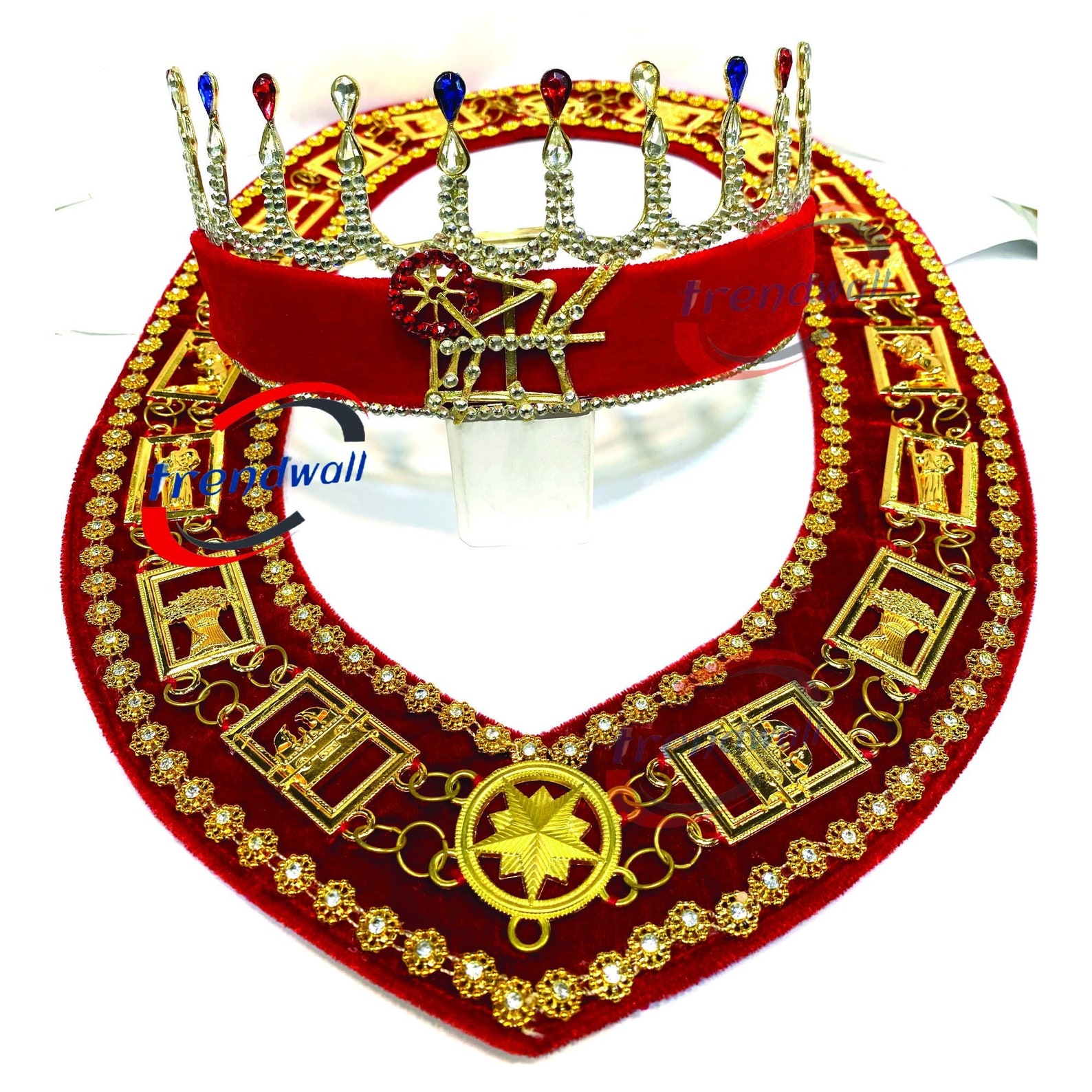 HOJ Crown & Heroines of Jericho Chain Collar Gold Tone With Rhinestone ...