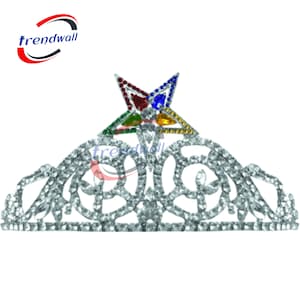 Order Of Eastern Star Crown, Masonic Freemason OES Crown in Silver tone with Rhinestone Beautiful style