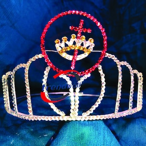 Cross & Crown Lady Knights Crusaders Crown, Masonic Knight Templar Crown Silver Tone Tall Crown Adjustable fitting