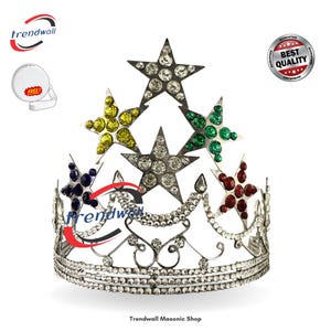 Masonic Order Of Eastern Stars Crown Beautiful New Style Crown in Silver Tone Adjustable Only On at Trendwall