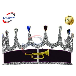 HOJ Crown Silver Tone purple Ribbon 12pointes, Masonic Freemason Heroines of Jericho Crown
