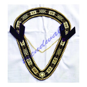 Masonic Freemason OES Chain Collar Diamond Style With Rhinestone Braid Purple Lodge Best Quality