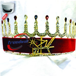Freemason HOJ Gold Crown, Heroine of Jericho Crown Gold Tone red Ribbon 12pointes Best quality