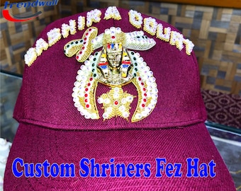 Shriner Jewel Bestickte Bashira Court Vintage Burgunderfarbe Baseballkappe Machen Sie in einem benutzerdefinierten Hüttennamen. Mindestmenge 5 Stück