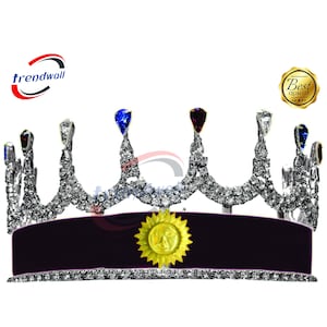 Freemason HOJ Crown Silver Tone purple Ribbon 12pointes, Masonic Freemason Heroines of Jericho Crown