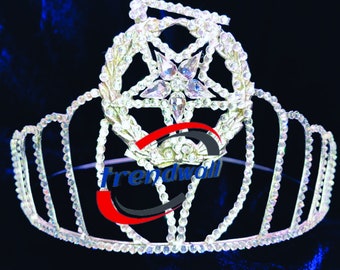 Masonic Freemason Grand  Matron Clear Star Crown Star & Crown Decorated with Silver Rhinestone Beautiful Style